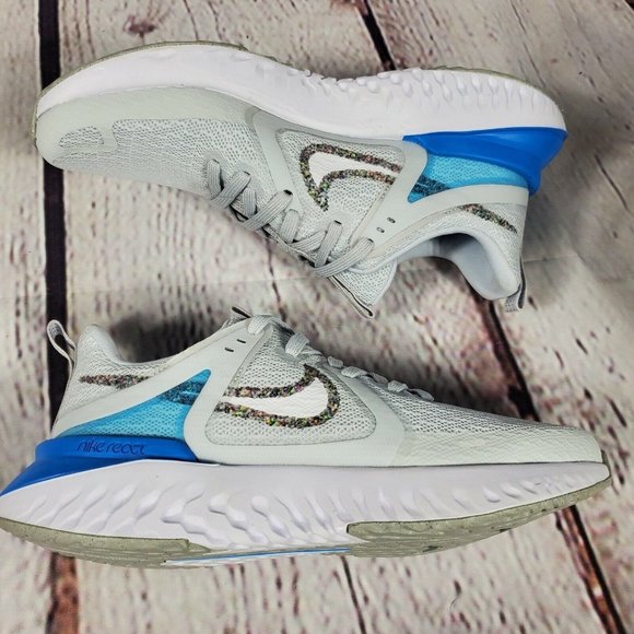 Nike Runing Shoes Womens Size 8 Wolf Grey Legend React 2 Swoosh Gym Work Out - Picture 5 of 8